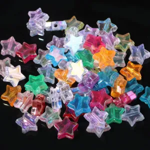 Cuentas de estrella de acrílico coloridas de 11 mm con agujeros rectos para DIY.