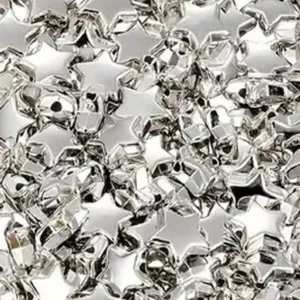 High-quality 6mm electroplated silver star-shaped acrylic loose beads for DIY jewelry