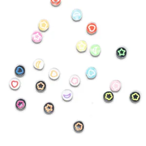 Cuentas de acrílico coloridas de 4x7mm con estrellas y lunas para joyería DIY