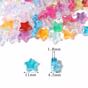 Cuentas de estrella de acrílico 11mm coloridas con agujero 1,8mm para joyería DIY