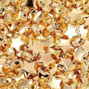 Shiny 6mm golden star-shaped electroplated acrylic beads for DIY jewelry making and crafts