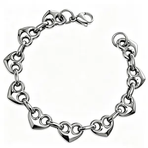 Bracciale a Catena a Cuore in Acciaio Inossidabile per Donna Bracciale con Ciondolo a Cuore Traforato Set da 5 Pezzi
