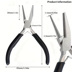 Jewelry round nose pliers with 5-inch length and semi-concave tip for DIY crafts