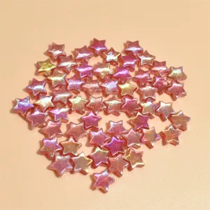 Vista detallada de cuentas acrílicas en forma de estrella color AB de 10 mm para DIY.