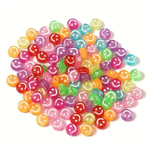 Cuentas de cara sonriente acrílicas de 10mm para hacer joyas de bricolaje y pulseras