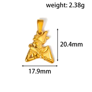 Pendaglio faraone egiziano dorato, dettaglio dimensioni 17,9 x 20,4 mm e peso 2,38 g