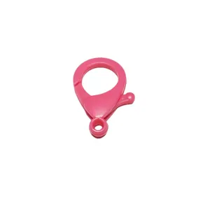 Cierre de mosquetón de plástico rosa de 30mm para manualidades de llaveros y joyería DIY