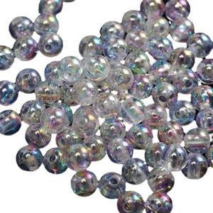Transparent AB acrylic round beads for DIY jewelry making and bracelet accessories