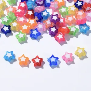 Cuentas de Estrella de Acrílico Perla en Perla Estrella en Estrella Cuentas Espaciadoras de Doble Capa Colores Mezclados DIY Joyería