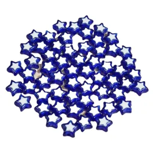 Cuentas de acrílico estrella en estrella azul y blanco de 8mm para joyería DIY