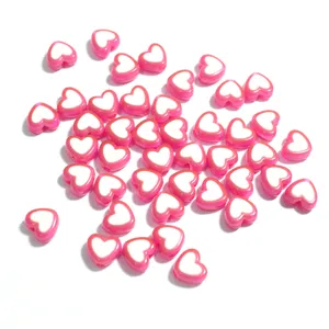 Cuentas de acrílico en forma de corazón rosa y blanco de 8mm para la creación joyería DIY