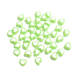 Cuentas acrílicas verdes de 8mm en forma de corazón para pulseras y joyería DIY