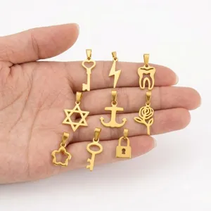 Premium collection of 18K gold plated stainless steel pendants in various unique artistic shapes