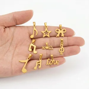 Goldene Edelstahl-Anhänger in Musiknoten- und Sternform für die DIY-Schmuckherstellung
