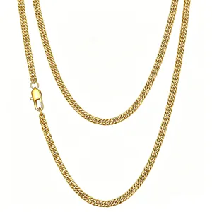Detailed view of heavy-duty 18K gold plated stainless steel Cuban link chain necklace
