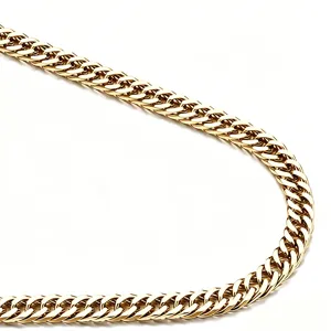 Macro detail showing the high-polished texture of a gold Cuban link chain for men