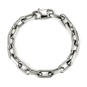 Stainless Steel Paperclip Chain Necklace Bracelet For Men Women Polished Rectangular Link Geometric Minimalist Jewelry Gift
