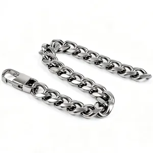 Heavy duty gunmetal stainless steel Cuban link chain bracelet for men hip hop jewelry