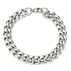 Detailed view of heavy-duty stainless steel Cuban link chain for men's hip hop style