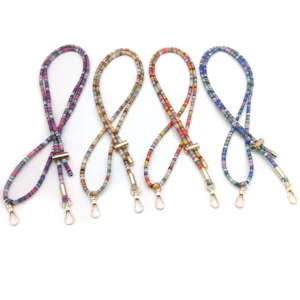 Retro colorful beaded adjustable phone lanyards and bag straps in four vibrant patterns