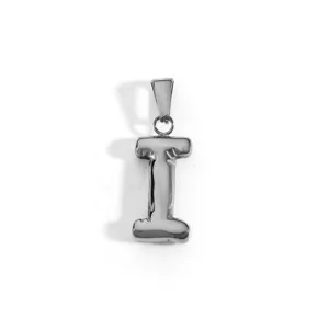 Polished silver stainless steel uppercase letter I pendant DIY jewelry accessory