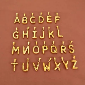 Fashion Balloon Style Stainless Steel Alphabet Initial A-Z Pendant Necklace 18K Gold Silver Plated DIY Jewelry Accessory For Women Men