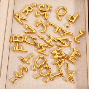 Shiny golden balloon style 26 uppercase alphabet pendants for DIY jewelry making accessories