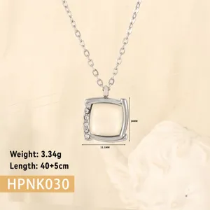 Detail view of square pendant necklace with weight and size specifications
