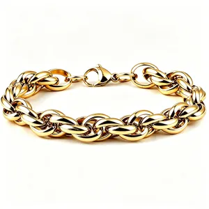 Schwere goldene Panzerarmband-Kette aus langlebigem Titanstahl für Herren