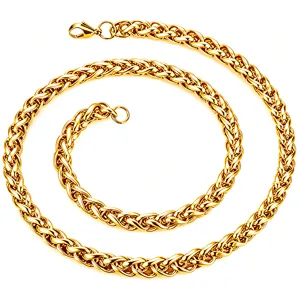 Minimalist Stainless Steel Basketweave Chain Necklace For Men Women Hip Hop Polished Geometric Chunky Link Necklace Bracelet Jewelry