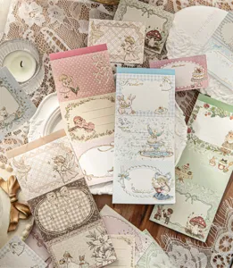 Blocs-notes vintage illustrés tea party avec dorure élégante pour scrapbooking DIY.