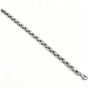 Macro shot of a polished stainless steel bamboo tank link bracelet with clasp