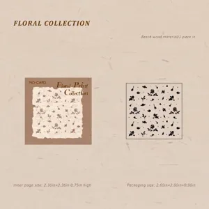 Detailed view of floral wood stamp showing precise dimensions and beech material.