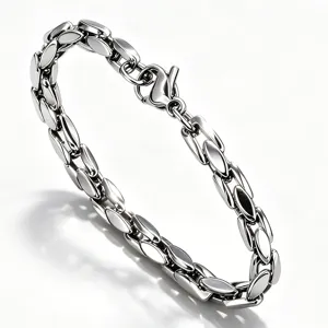 Minimalist Stainless Steel Bamboo Tank Chain Necklace For Men Women Polished Silver Gold Jewelry Geometric Link Chain Bracelet