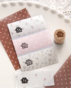 Handcrafted beechwood house stamp with moon pattern for DIY scrapbooking decoration