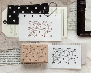 Abstract line art wooden rubber stamp for poetic scrapbooking, journal decoration