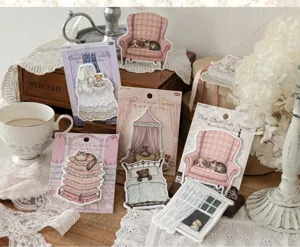 Gedetailleerde weergave van vintage sprookjes plaknotities met schattige dieren