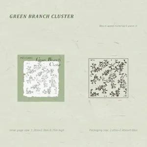 Detailed size specifications for the beech wood stamp with plant branch patterns