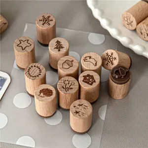 Vintage Beech Wood Forest Series Stamp Mini Wooden Rubber Stamps For DIY Scrapbooking Hand Account Decorative Craft Stamps