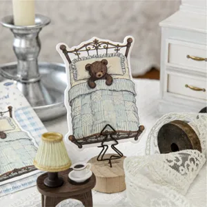 Retro sprookjesbeer plaknotities voor DIY scrapbooking en dagboek decoratie set