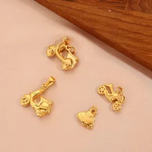 Detailed view of 18K gold plated stainless steel vehicle-shaped jewelry pendants