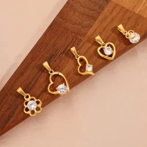 Vintage Roestvrij Staal Strass Hart Bloem Hanger Zonder Ketting Vacuüm Verguld 18K Goud DIY Sieraden Maken Hanger Voor Dames