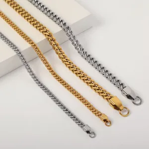 Stainless steel hip hop braided franco chain necklaces in gold and silver finishes