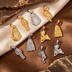 Ciondolo Solo Ritratto Di Faraone Egizio Antico Regina Nefertiti Acciaio Inossidabile Hip Hop Rilievo Ciondolo Per Gioielli Collana