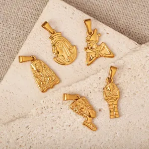 Ciondoli vintage faraone egiziano in acciaio inossidabile dorato per stile hip hop