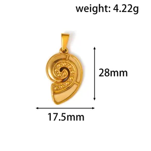 Gouden spiraalschelp hanger met afmetingen 28mm x 17,5mm en een gewicht van 4,22g