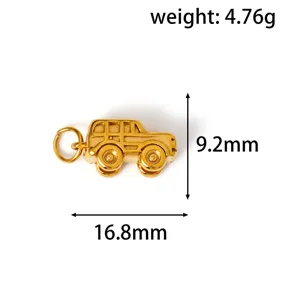 Measurement details for 18k gold plated stainless steel off-road SUV pendant charm