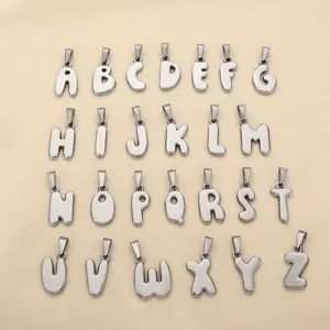 Ciondoli lettere alfabeto A-Z in acciaio inossidabile lucido a specchio per fai da te
