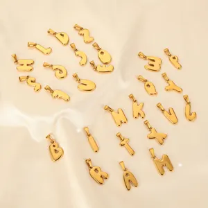 Ciondoli a lettera A-Z in acciaio inossidabile placcati oro 18k per creazione gioielli