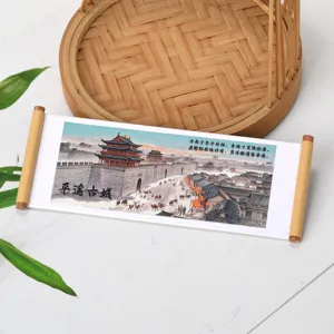 Traditional Chinese scroll refrigerator magnet featuring Pingyao Ancient City design